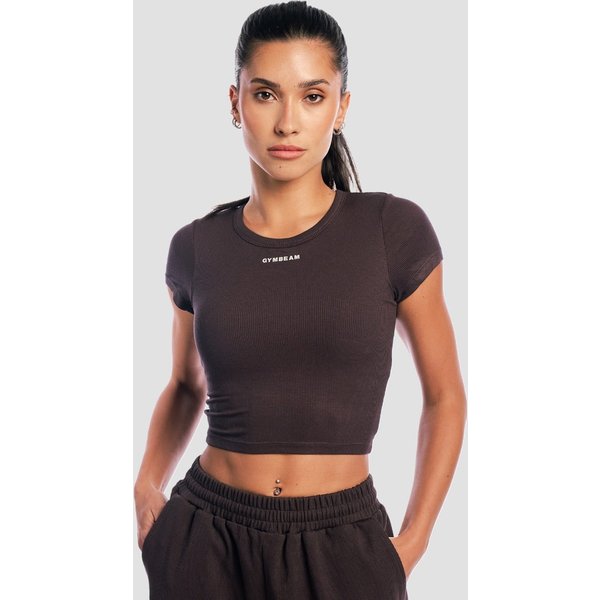 GymBeam Aura Cropped T-Shirt für Frauen in Tee Brown S