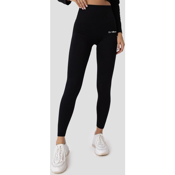 GymBeam Prążkowane legginsy FLO Black S