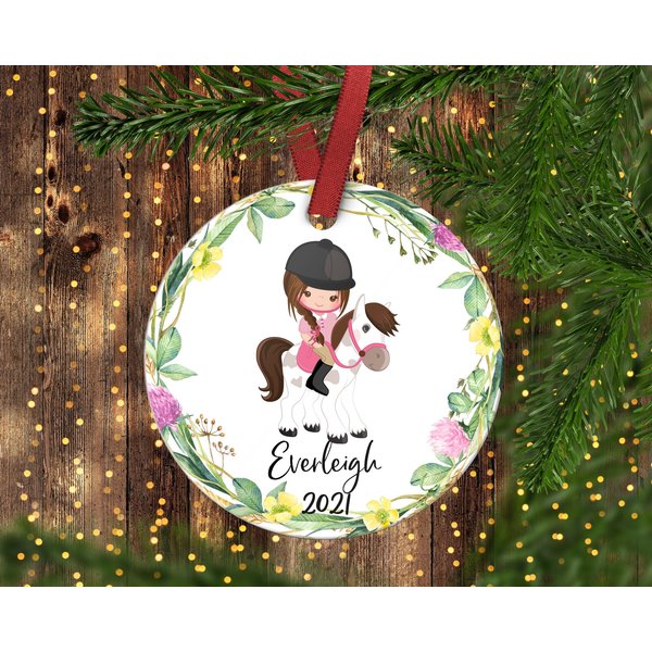 Children's Horseback Riding Ornament. Girl's Horseback Riding Christmas Ornament-image