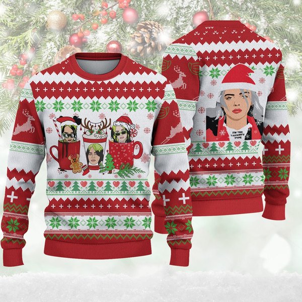 Billie Eilish Christmas Ugly Sweater, Christmas Knitted Sweater