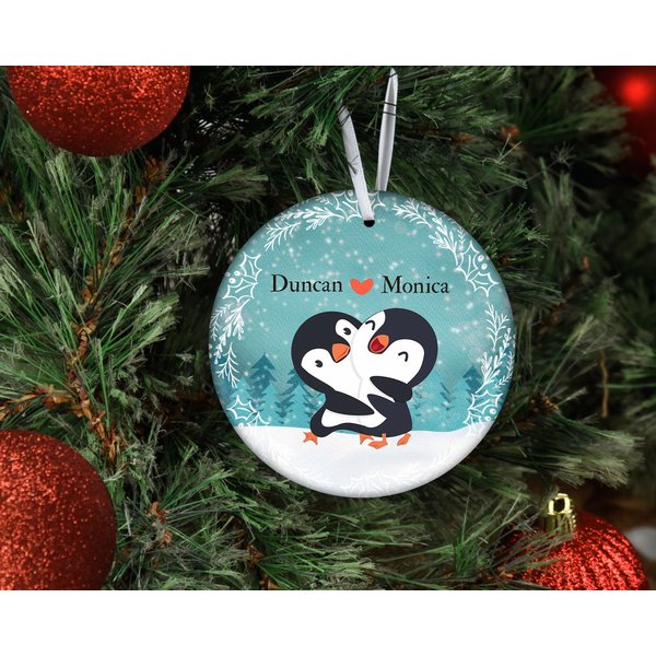 Penguin Couples Ornament Personalized Gift, Penguin Ornament Custom Xmas Ornaments-image