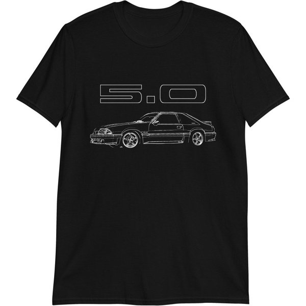 Third Generation Mustang Gt Fox Body Foxbody 5.0 Line Art T-Shirt-image