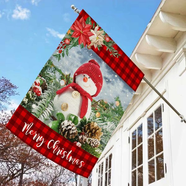Snowman Christmas Flag, Merry Christmas Flag, Holiday House Flag-image