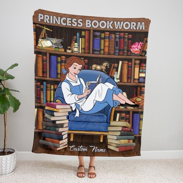 Personalized Bella Princess Bookworm Fleece Blanket-image