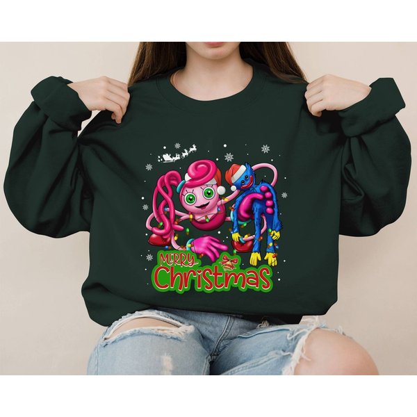 Mommy Long Legs And Huggy Wuggy Christmas Sweatshirt-image
