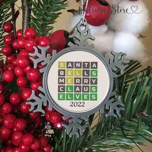 Personalized Wordle Snowflake Ornament, Wordle Games, Christmas Ornament-image