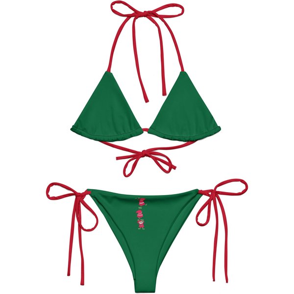 Christmas Elf, String Bikini Women's Sling Bikini Swimsuits-image