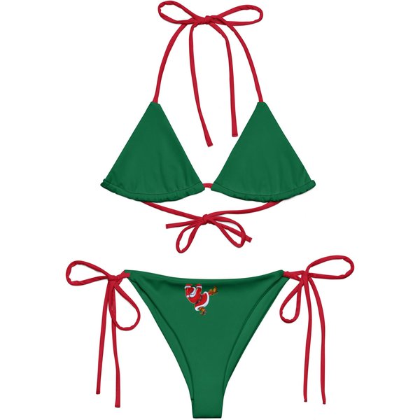 Christmas Santa Climbing Women's Sling Bikini Swimsuits-image