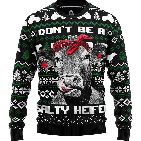 Don't Be A Salty Heifer Ugly Knitted Christmas Sweater-image
