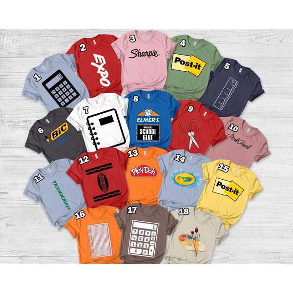 School Supplies Group Costume Shirt, Teacher Group Halloween, Halloween Shirt For Teachers-image