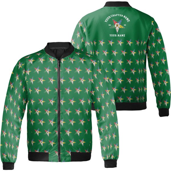 Custom Oes Order Of The Eastern Star Masonic Multi-Color Bomber Jacket-image