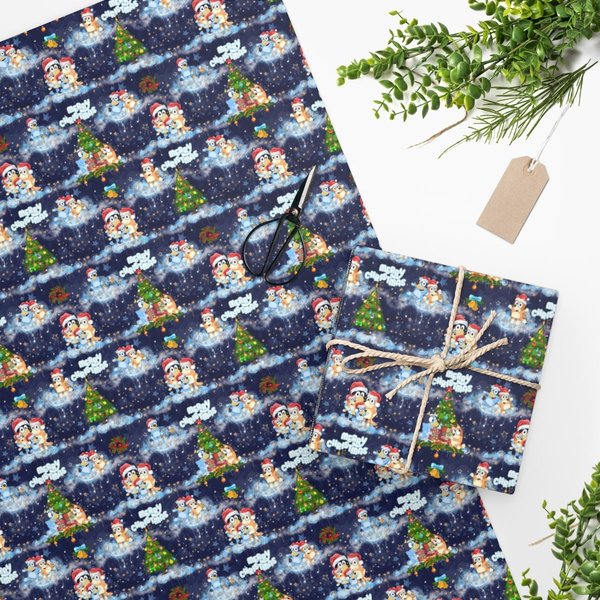 Blue Dog Family Wrapping Paper - Gift Wrap Roll-image