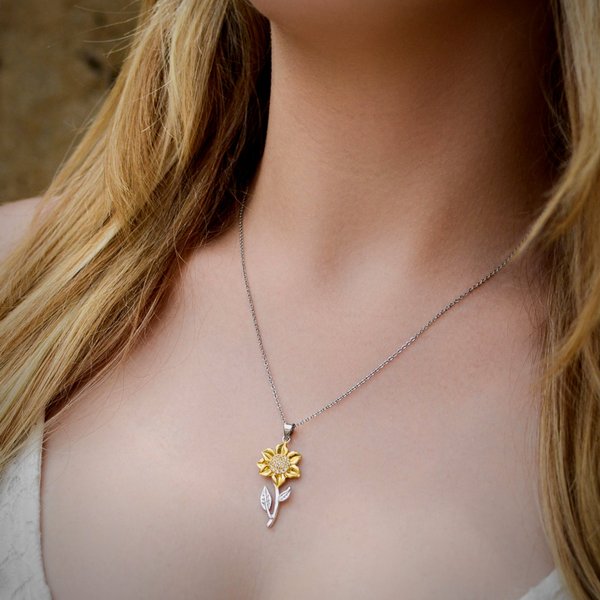 Sunflower Necklace, Sunflower Pendant Necklace-image