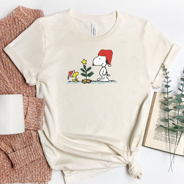Snoopy Christmas Tree Tshirt, Woodstock, Peanut Gang Shirt-image
