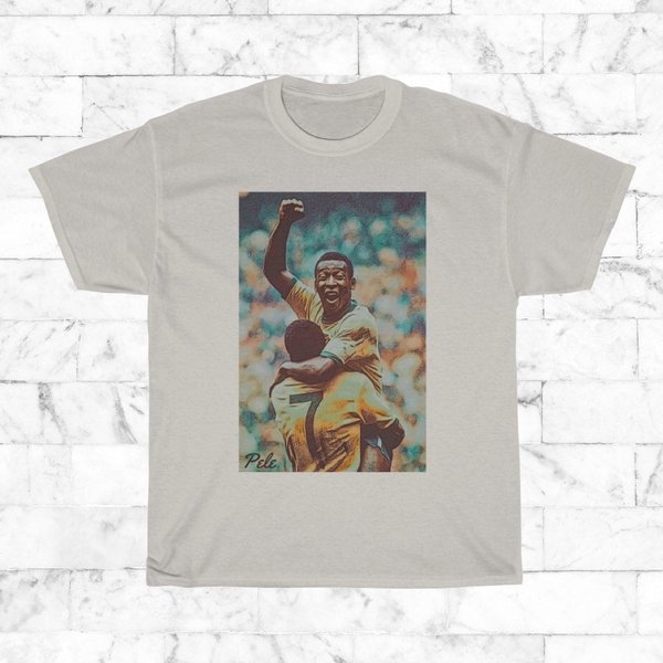 Pele Brazil 1970 World Cup Goal Celebration Vintage Cartoon Shirt-image