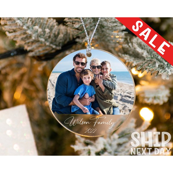 Personalized Photo Ornament, Custom Christmas Family Picture Ornament-image