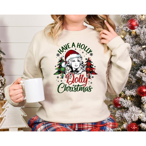 Have A Holly Dolly Christmas Sweatshirt, Dolly Parton Sweatshirt-image
