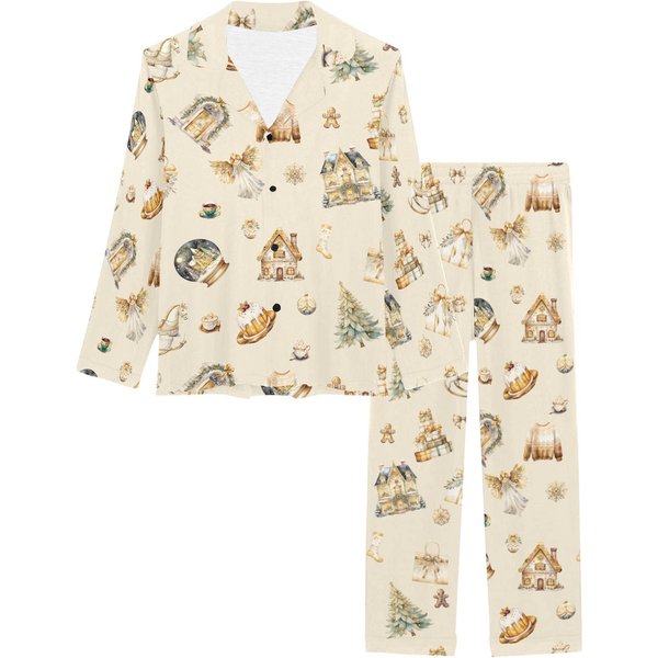Gold Christmas Morning Matching Family Loungewear Christmas Eve Pajamas Set