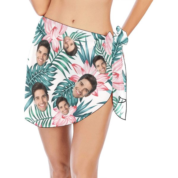 Custom Beach Sarong Wrap With Faces, Personalzied Women's Sarong Wrap With Photo