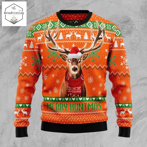 Deer Merry Huntmas Ugly Christmas Sweater