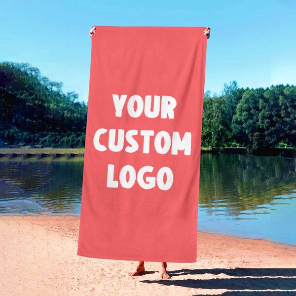 Custom Logo Beach Towel, Your Logo Here Beach Towel, Personalized Beach Towel-image
