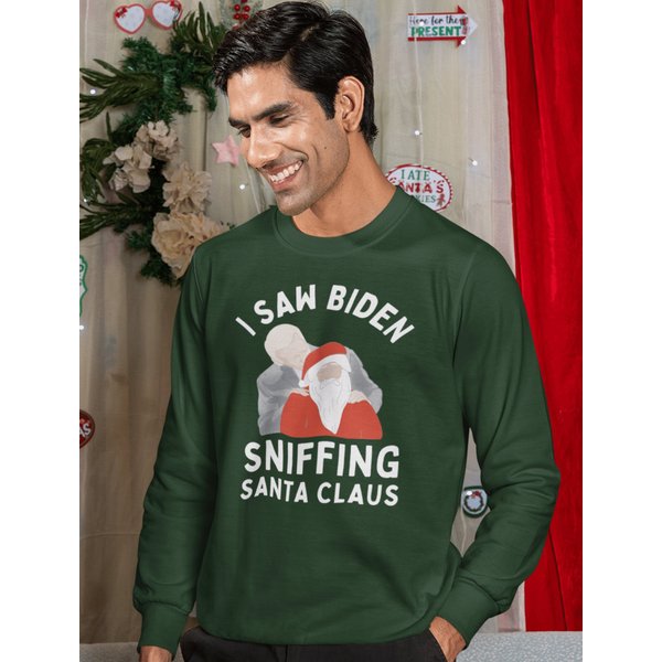 I Saw Biden Sniffing Santa Claus Sweatshirt, Biden Christmas-image