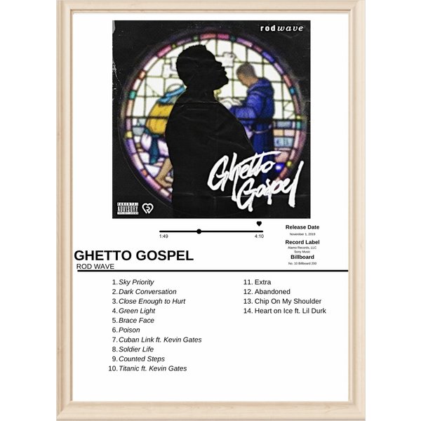 Rod Wave Ghetto Gospel Album Cover Poster