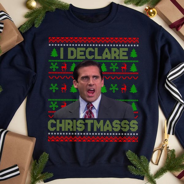 I Declare Christmasss Ugly Sweatshirt, The Office Movie Christmas Sweater, The Office Christmas Tshirt, Michael Scott Sweatshirt Xmas Gift Lk591-image
