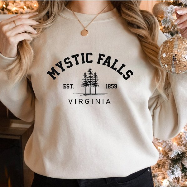 Mystic Falls Virginia Sweatshirt, Salvatore Shirt, Stefan Tee , Damon Sweater-image