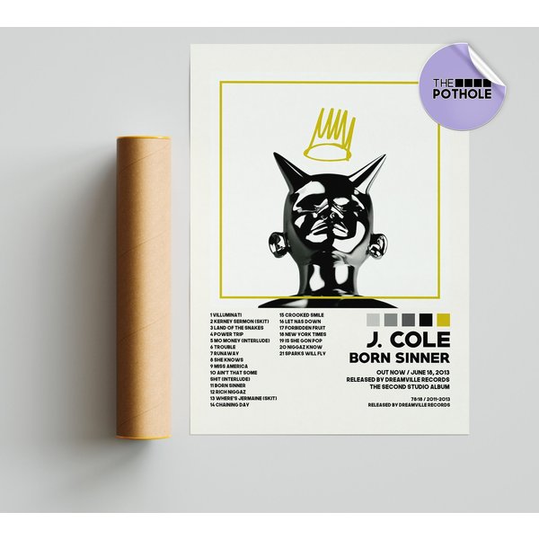 J. Cole Posters / Born Sinner Poster / Album Cover Poster-image