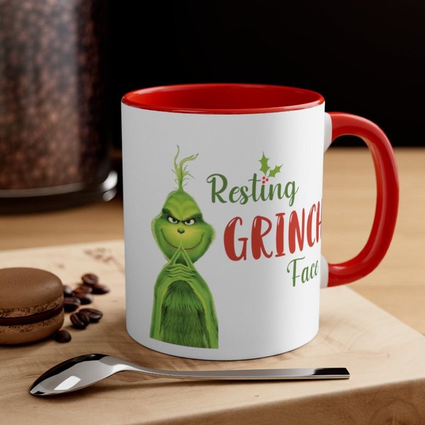 Grinch Mug, Grinch, Grinch Face, Christmas Funny Mug-image