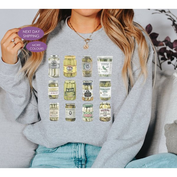 Vintage Canned Pickles Sweatshirt, Pickle Unisex Sweatshirt, Pickle Sweatshirt-image