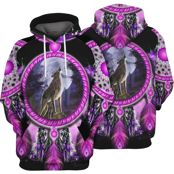 Native Wolf 3D Hoodie, Native American Style 3D Hoodie-image