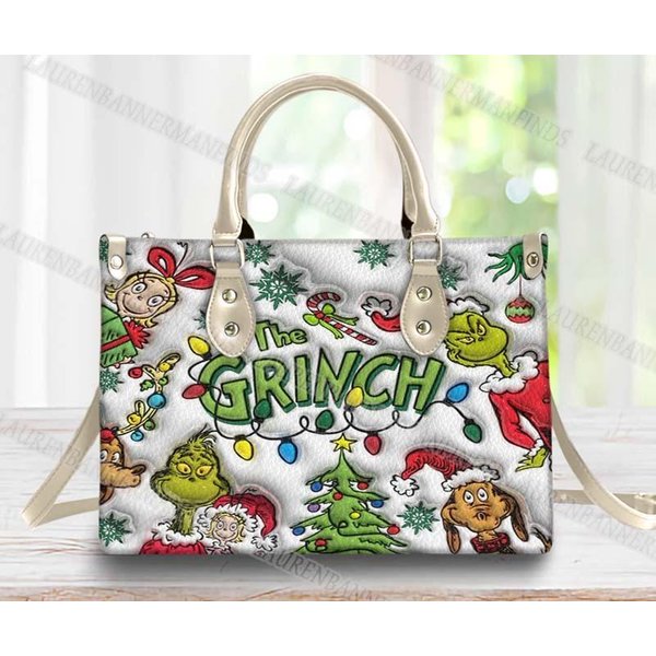 Funny Character Christmas Leather Bag, Funny Character Lover's Handbag-image