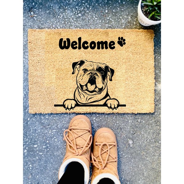 Welcome English Bulldog Coir Doormat, English Bulldog Welcome Doormat