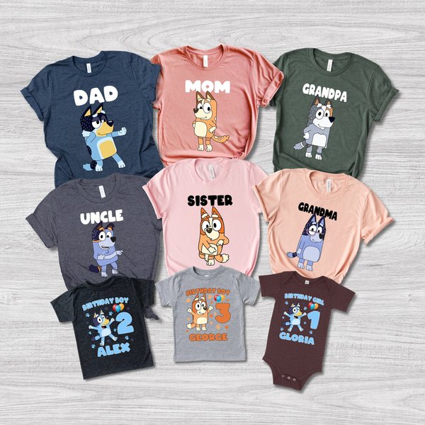 Personalized Blueydad Family Matching Shirts, Custom Blueydad Birthday Party Shirts-image