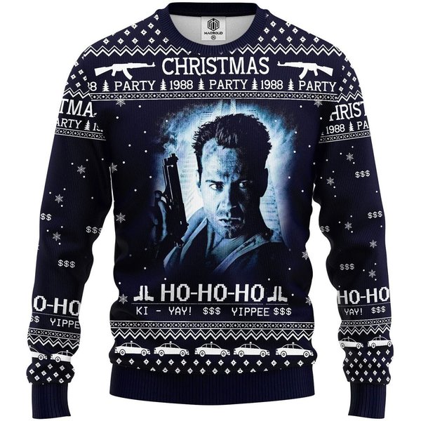 Die Hard 1988 Ugly Knitted Christmas Sweater Over Sweater-image