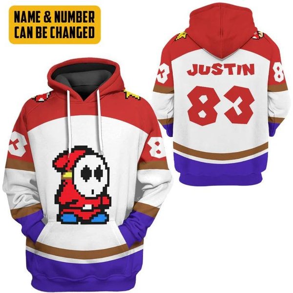 Custom Name Shy Guy Costume Hoodie Joggers, Super Mario Characters Cosplay Hoodie-image