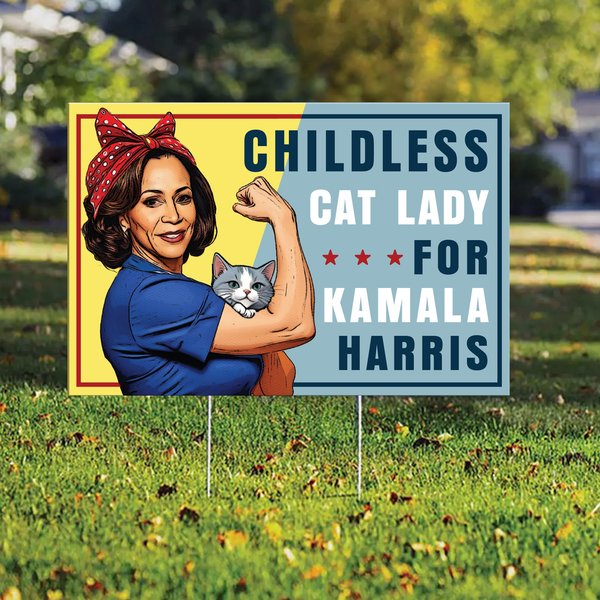 Childless Cat Lady For Kamala Harris Yard Sign, Kamala Rally Yard Sign-image