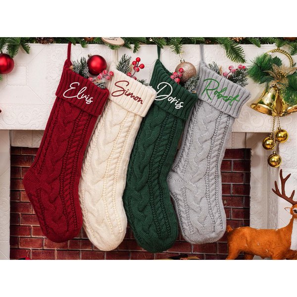 Embroidered Christmas Stockings - 2024 Family Holiday Stockings
