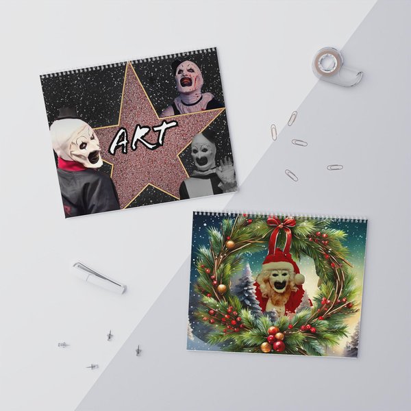 Wall Calendars, Horror Calendar For 2025, Creepy Clown Theme, Scary Artwork Monthly Planner-image