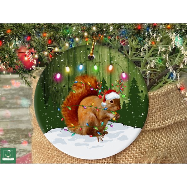 Squirrel Christmas Vacation Ornament, Squirrel Christmas Lights Ornament-image