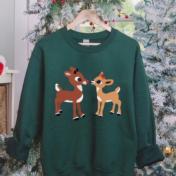Rudolph And Clarice Sweatshirt, Christmas Sweatshirt-image