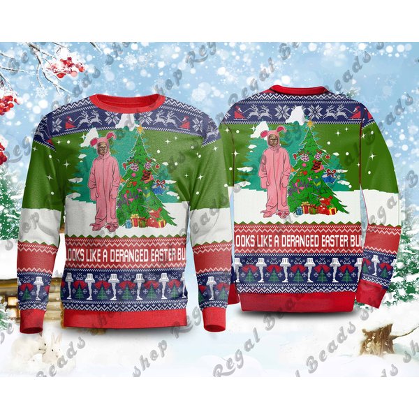 Look Like Easter Bunny Ugly Christmas Sweater,Leg Lamp Sweater-image