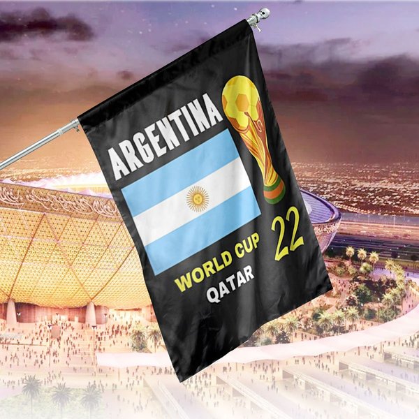Argentina World Cup Qatar 2022, Argentina World Cup 2022, Soccer Team House Flag-image