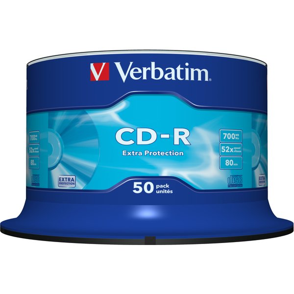 CD-R Verbatim 700MB 50pcs Pack 52x Spindel extra protect retail