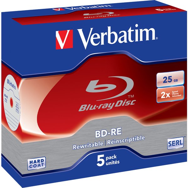 Bluray Verbatim 25GB 5pcs Jew.C 2x Withe Blue Surface