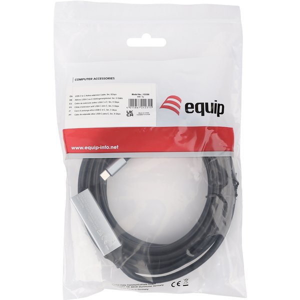 Equip Kabel USB-C3.2->C Gen1 Akt.Erweit.St/Bu 5.00m schwarz