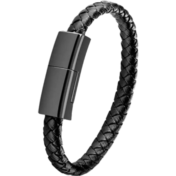 Leather bracelet with iPhone Charger - Grey