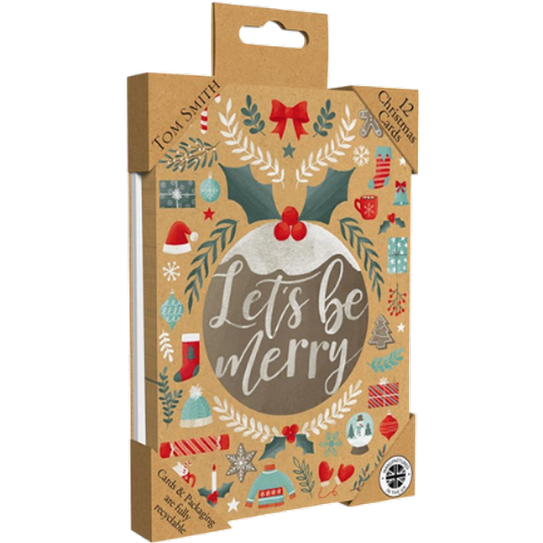 Tom Smith Luxury Christmas Cards Let's Be Merry - 12 pcs